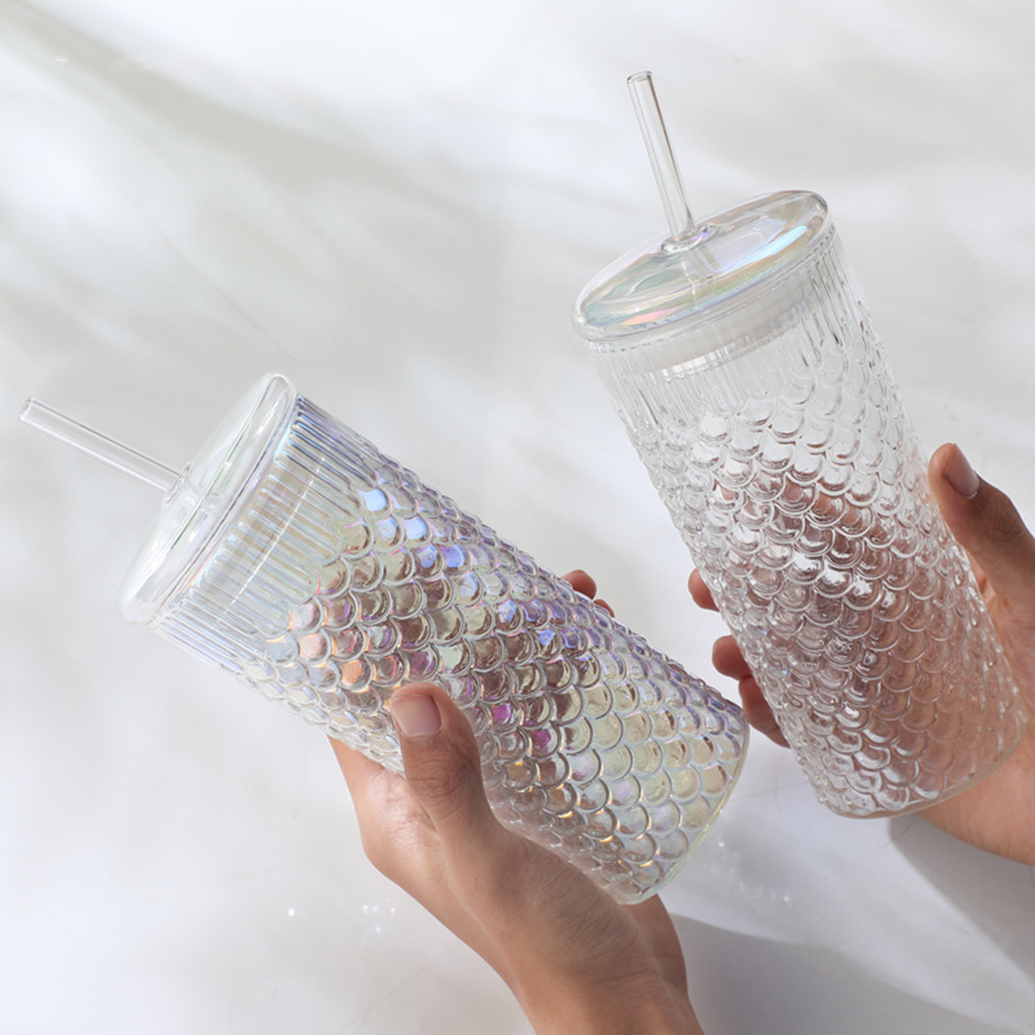 23Oz Glass Cups With Lids And Straws Set Of 2 3