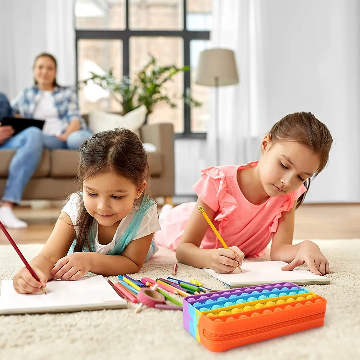 Pencil Case Sensory Silicone Bubble Toy Stationery 2