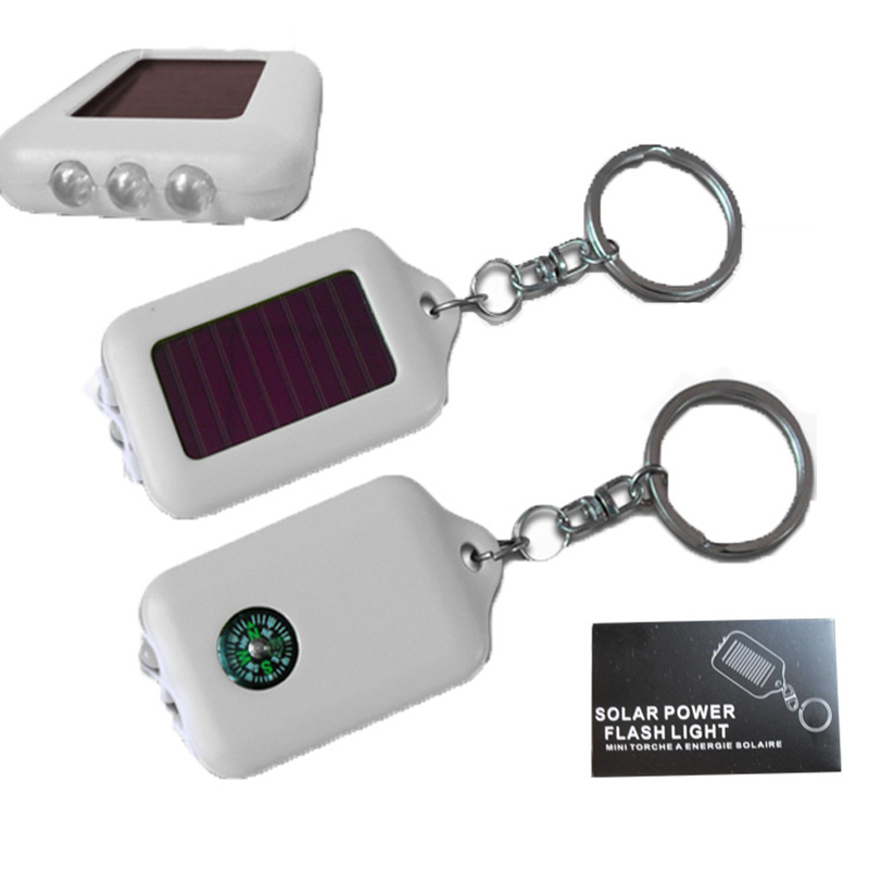 LED Keychain Solar Flashlight w/Compass 8