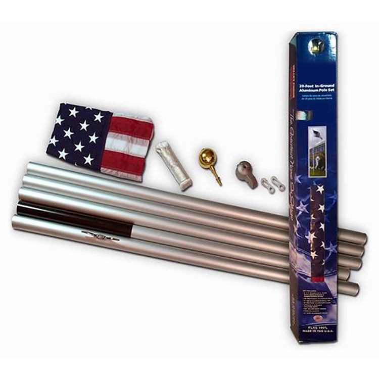 16' Residential Aluminum Poles Set With Embroidered Flag 4