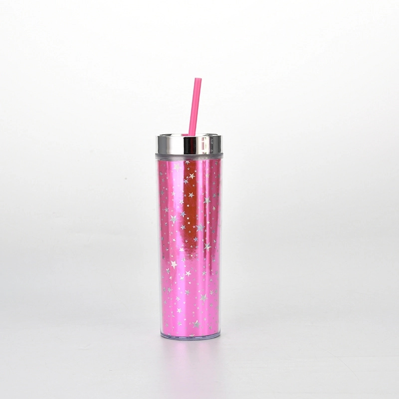 Custom Transparent AS Plastic Sequin Straw Tumbler 2