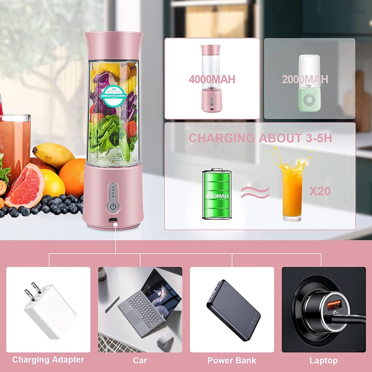 Portable Blender Usb Rechargeable 4