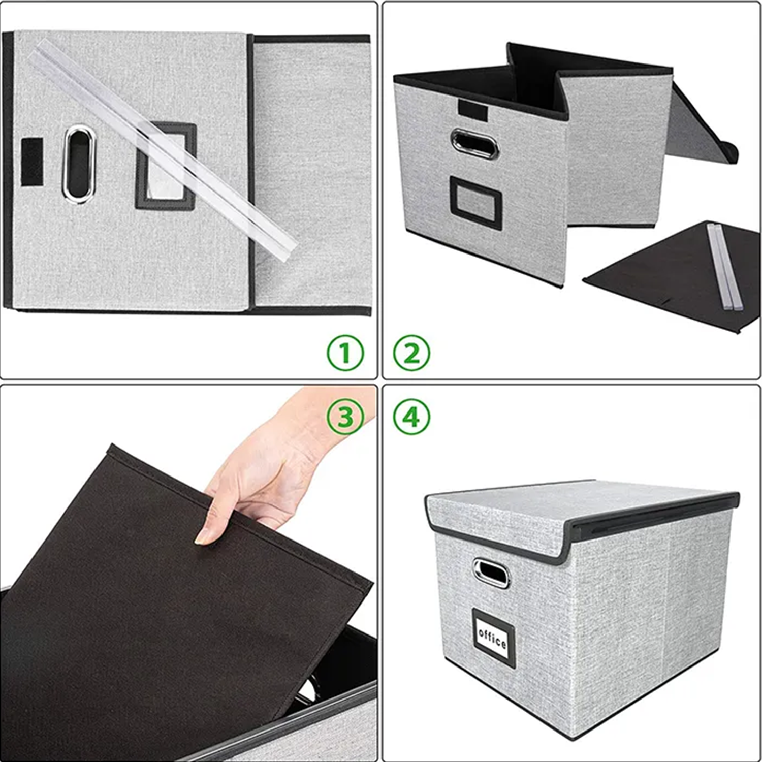 Foldable Large Storage Box for Files with Lid 3