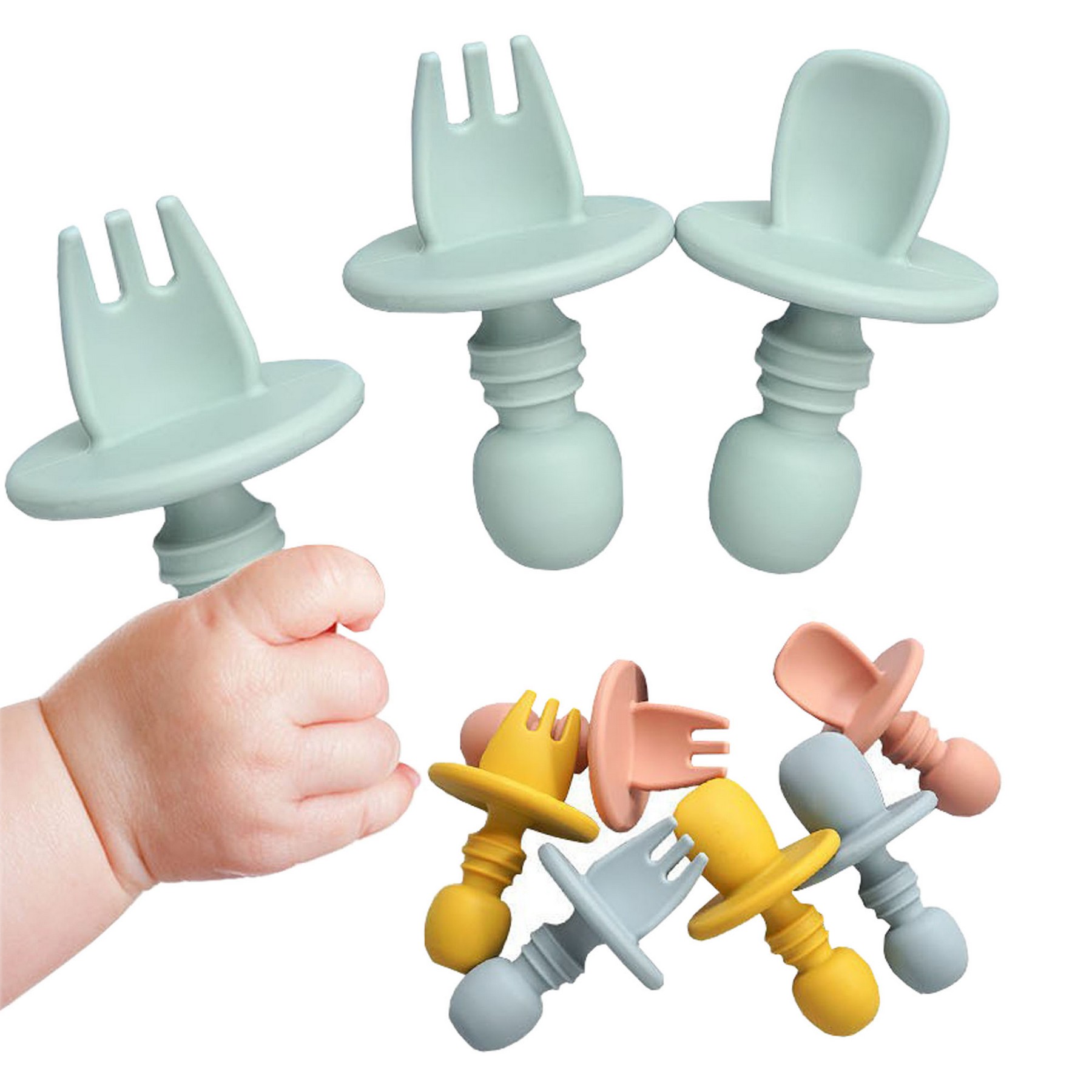 Silicone Baby Led Weaning Spoon Fork Self Feeding 4