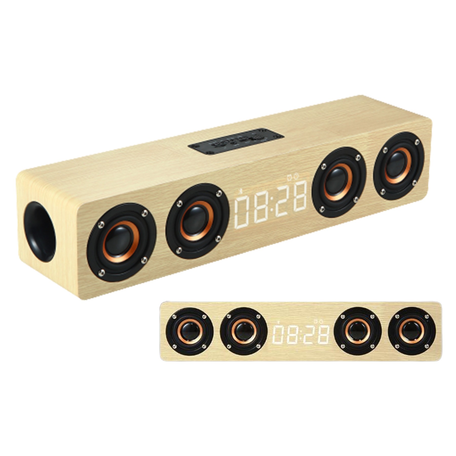 Wooden Wireless Speaker W/ Alarm Clock 2