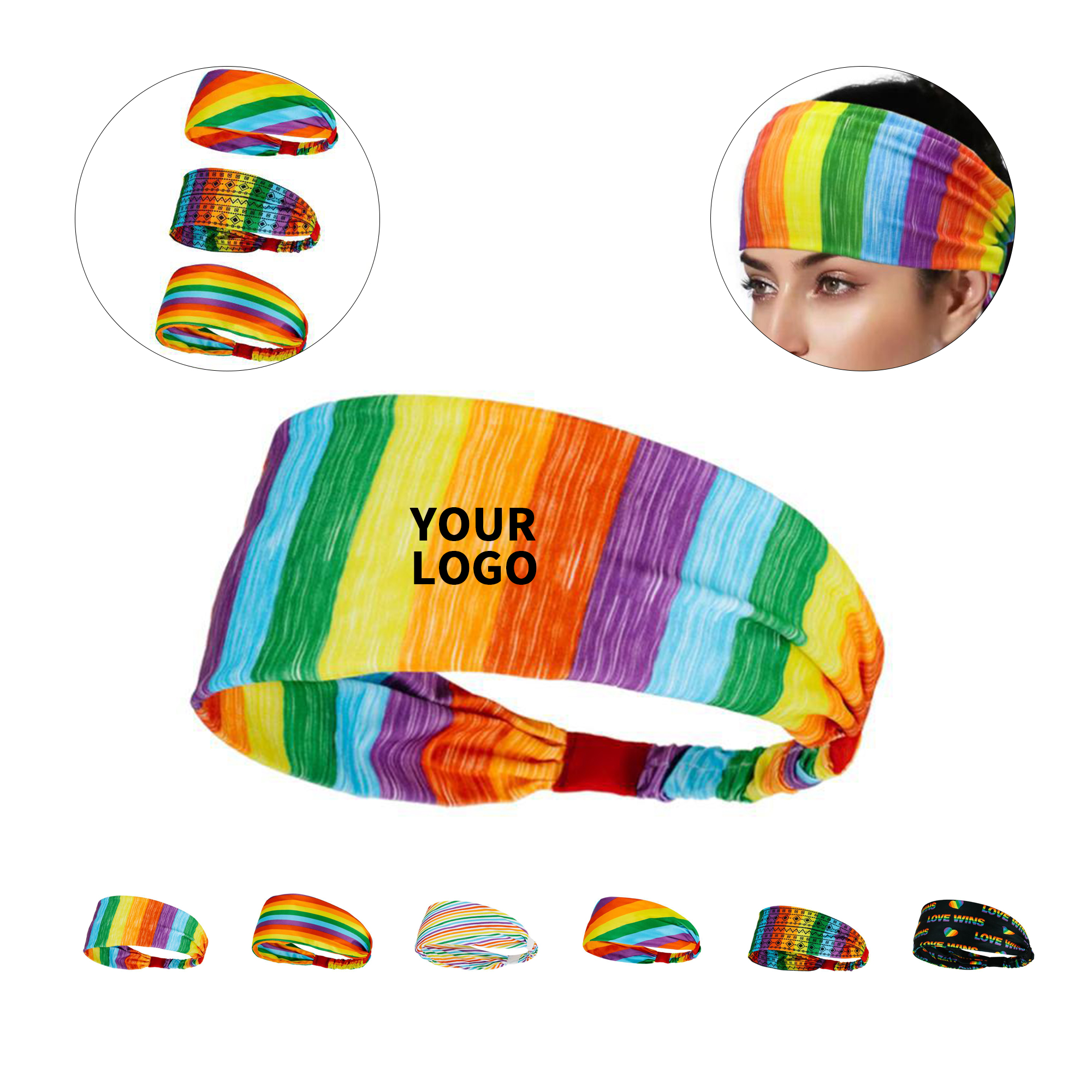 Rainbow Elastic Sports Headband With Breathable Fabric 4