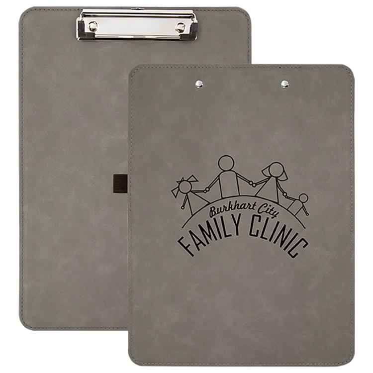 9" x 12 1/2" Gray Leatherette Clipboard 2