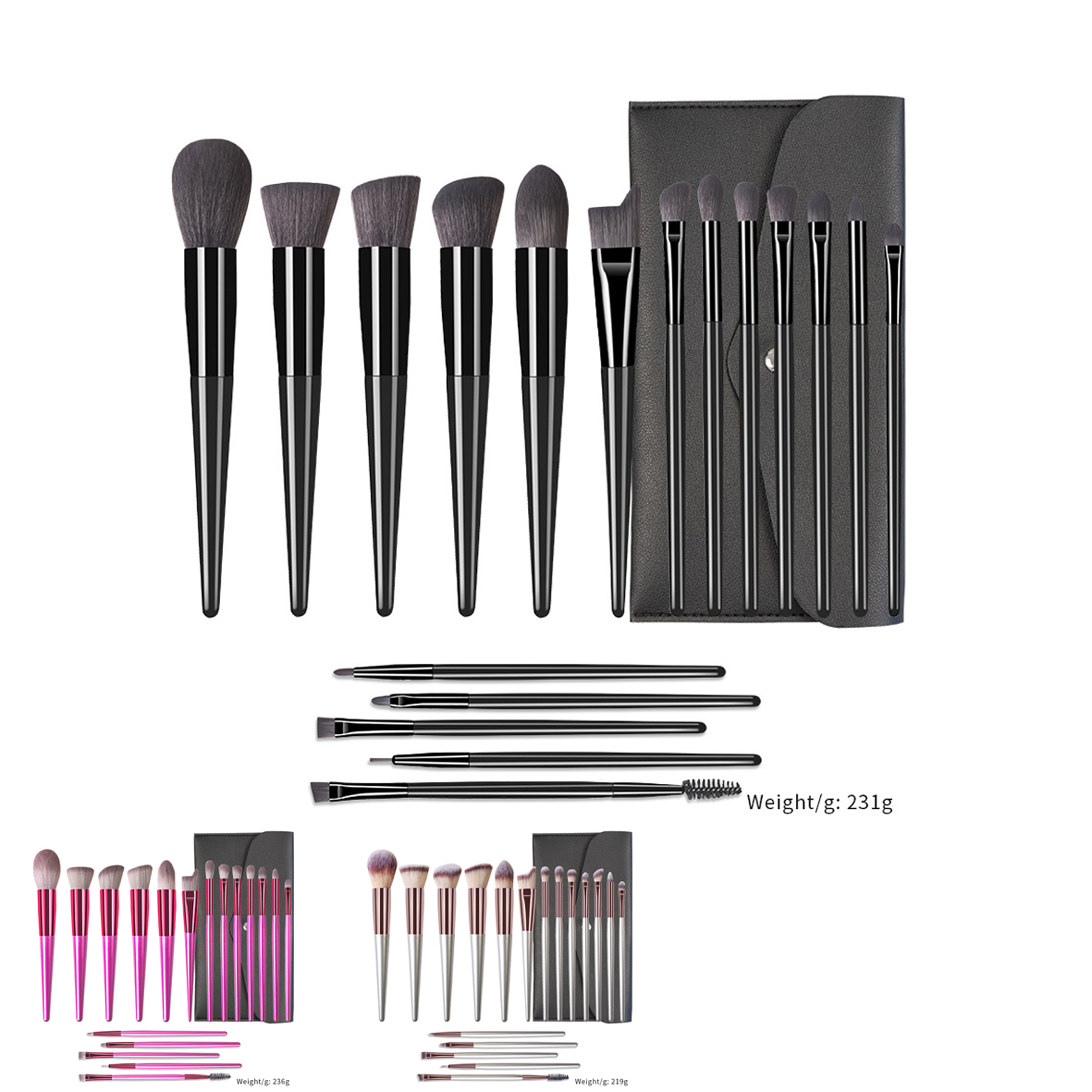 18 Piece Professional Makeup Brush Set with Travel Case 2