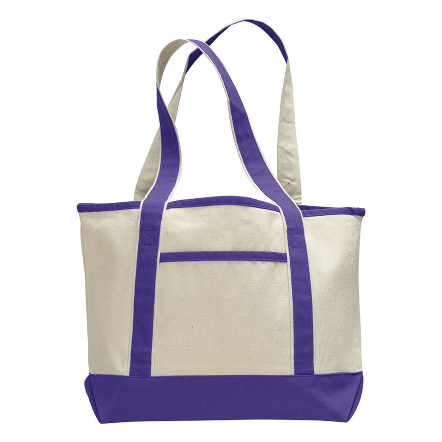 12 oz Cotton Canvas Boat Tote Bag - 18.5"W x12"H x 5.5"D x 9