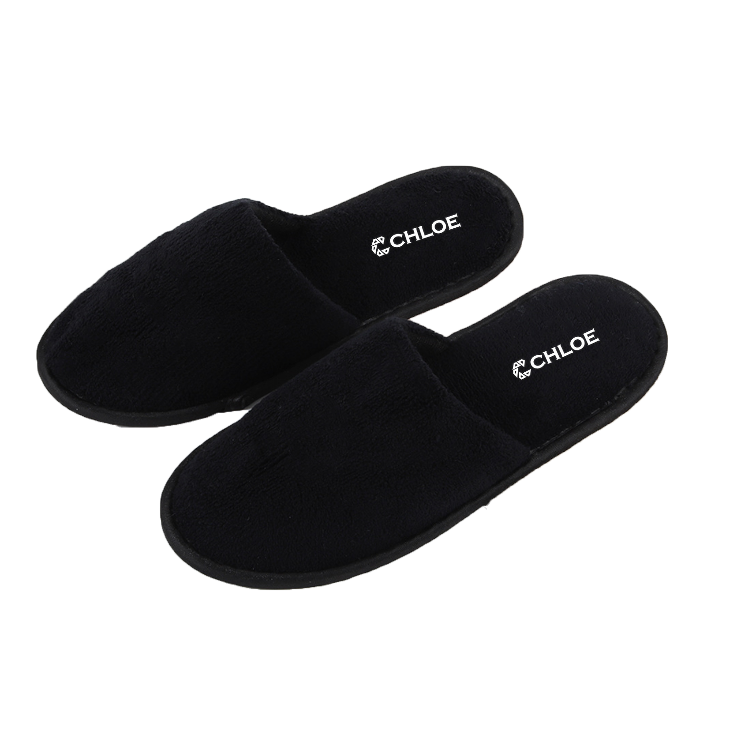 Black coral velvet hotel slippers 2