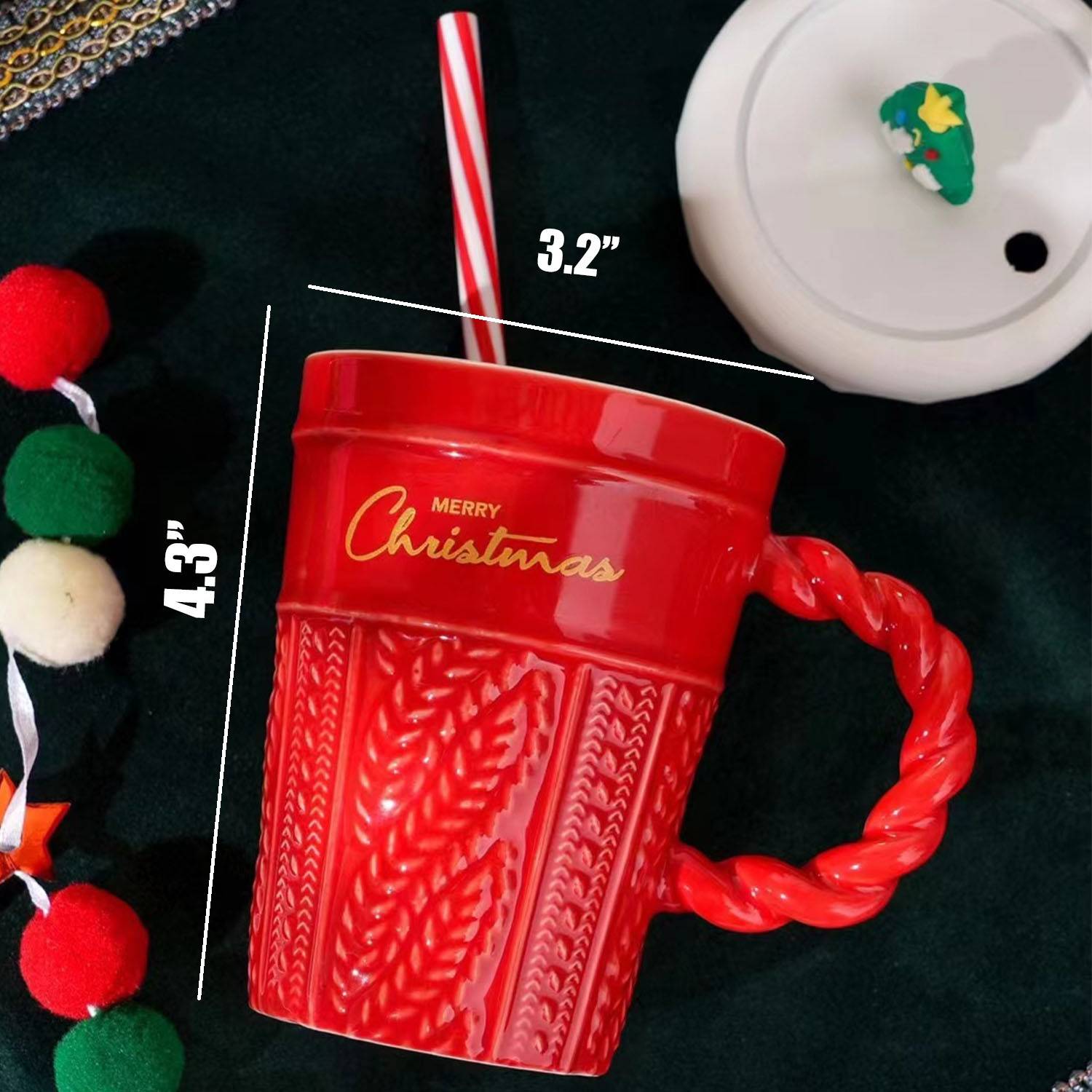 Ceramic Christmas Mug With Straws 2