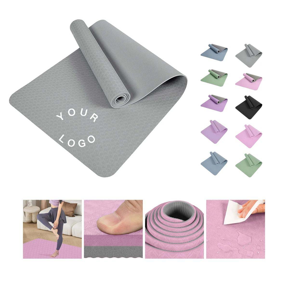 Non Slip Yoga Mat TPE for Exercise Comfort 11