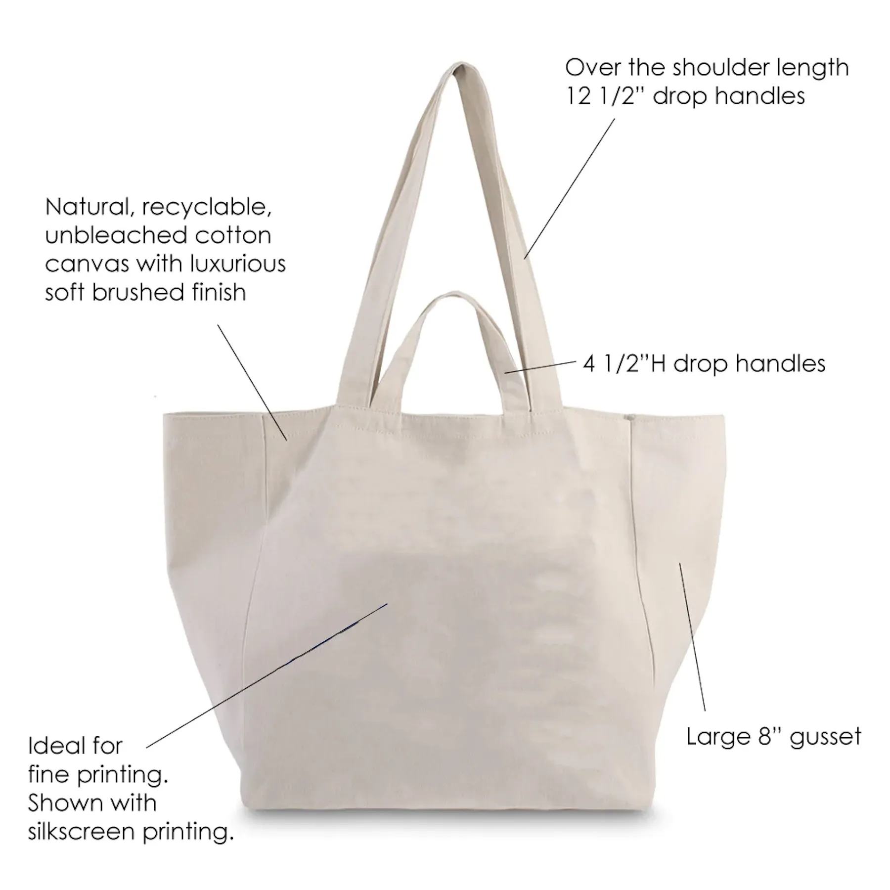 2 Sizes Of Handle Canvas Tote Bag 14 1/2"W x 14 1/2"H x 8"D 5