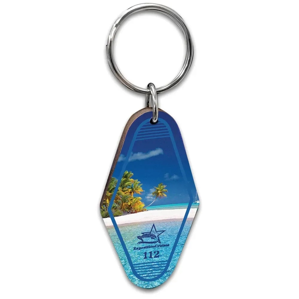 1/4" Vintage Recycled Wood Motel keychain Hotel Key Tag 1