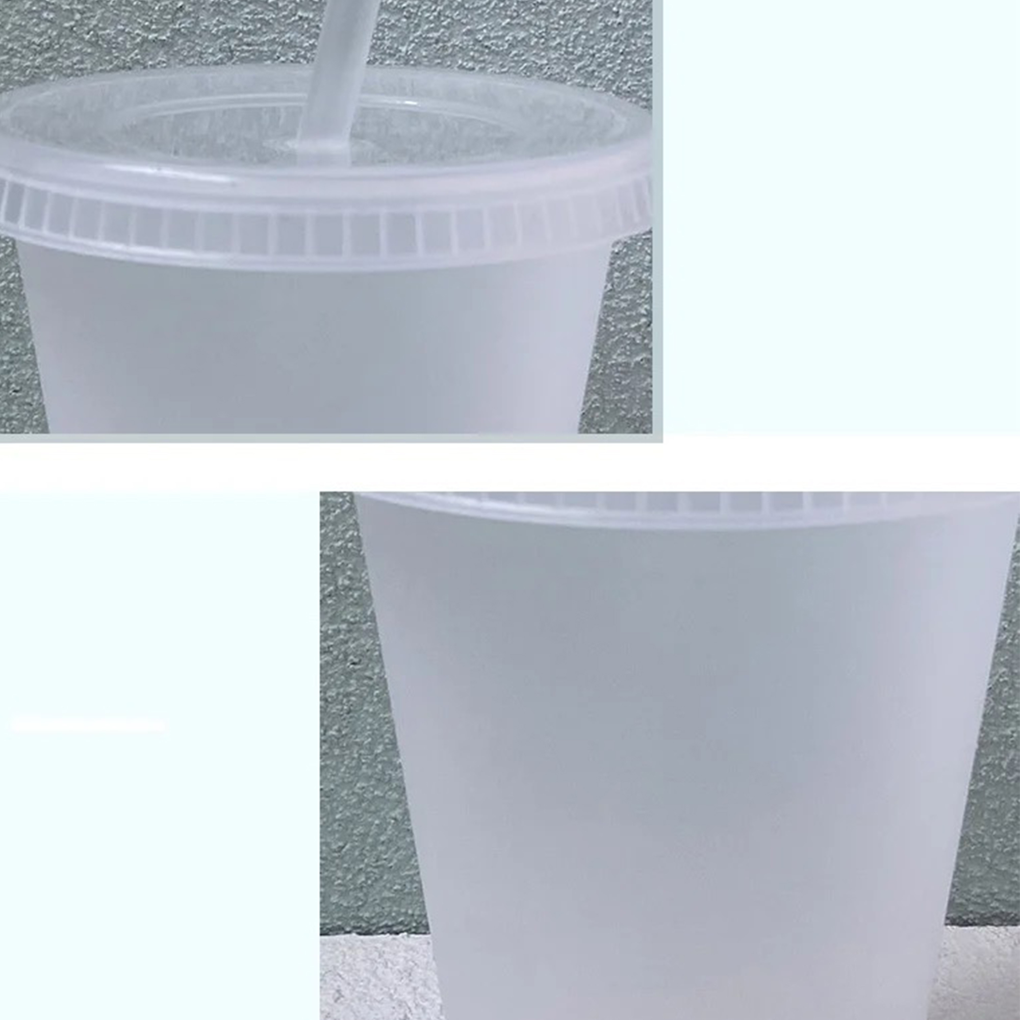 16oz Reusable Frosted Plastic Straw Cup 2