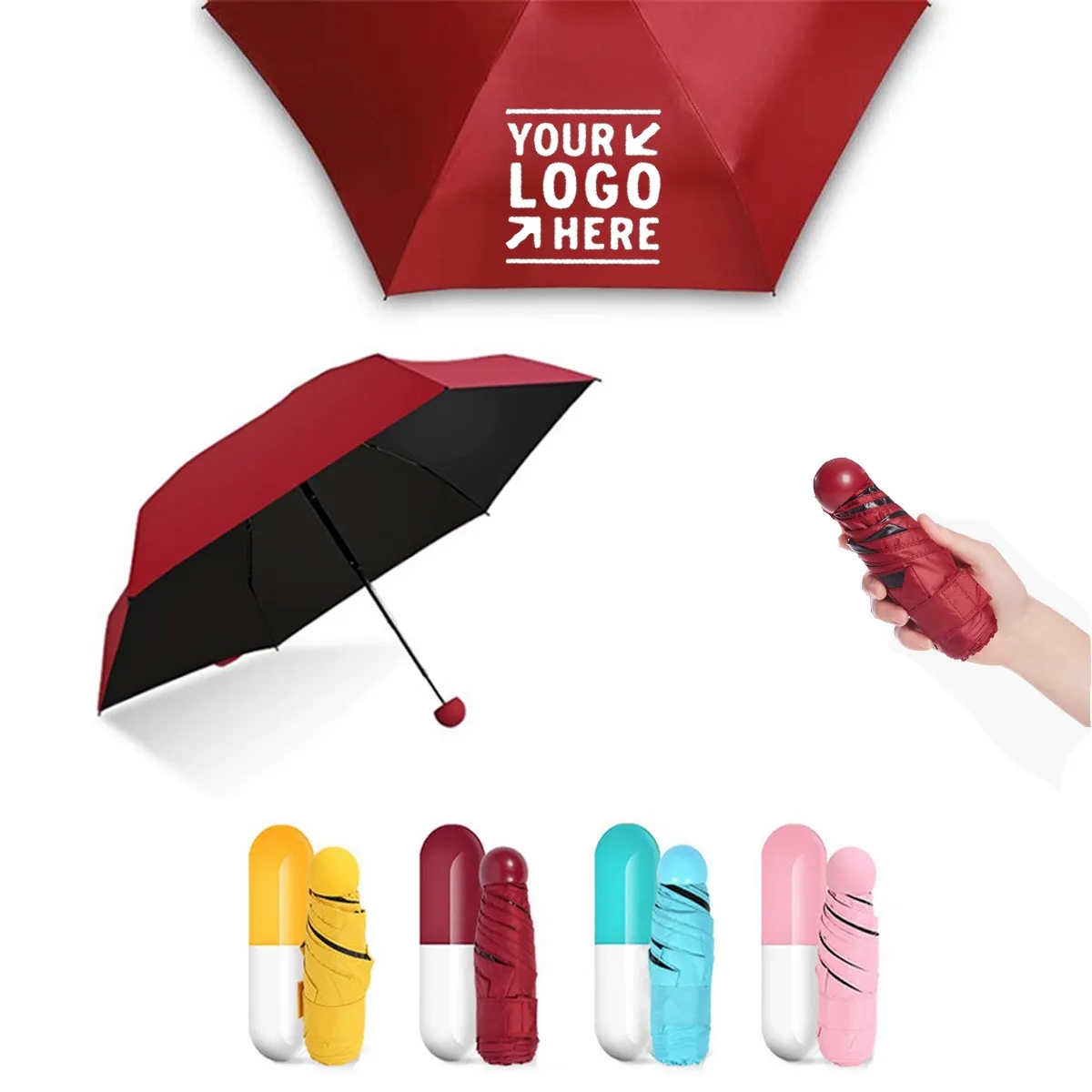 Mini Pocket Folding Capsule Umbrella MOQ 100 3