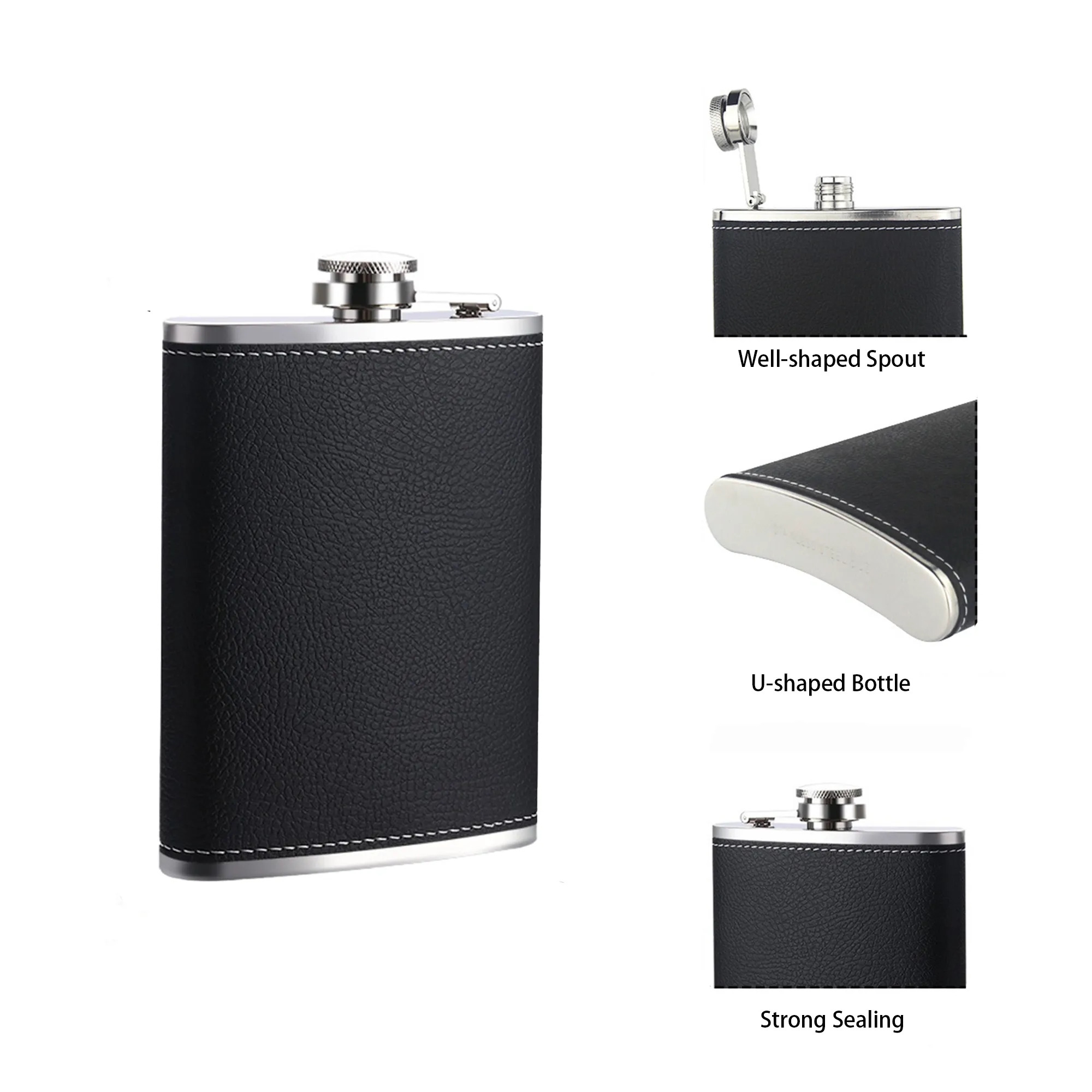 8oz Portable Outdoor Stainless Steel Flask, custom water bottle with logo imprint 4