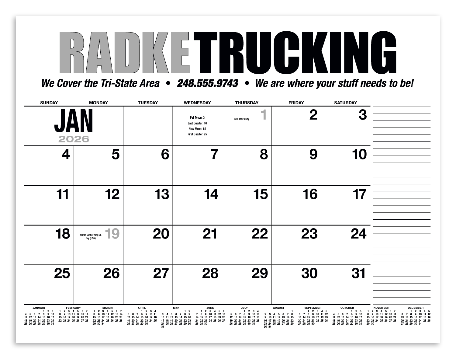 HotLine® Products 13-Month Desk Pad Calendar 73