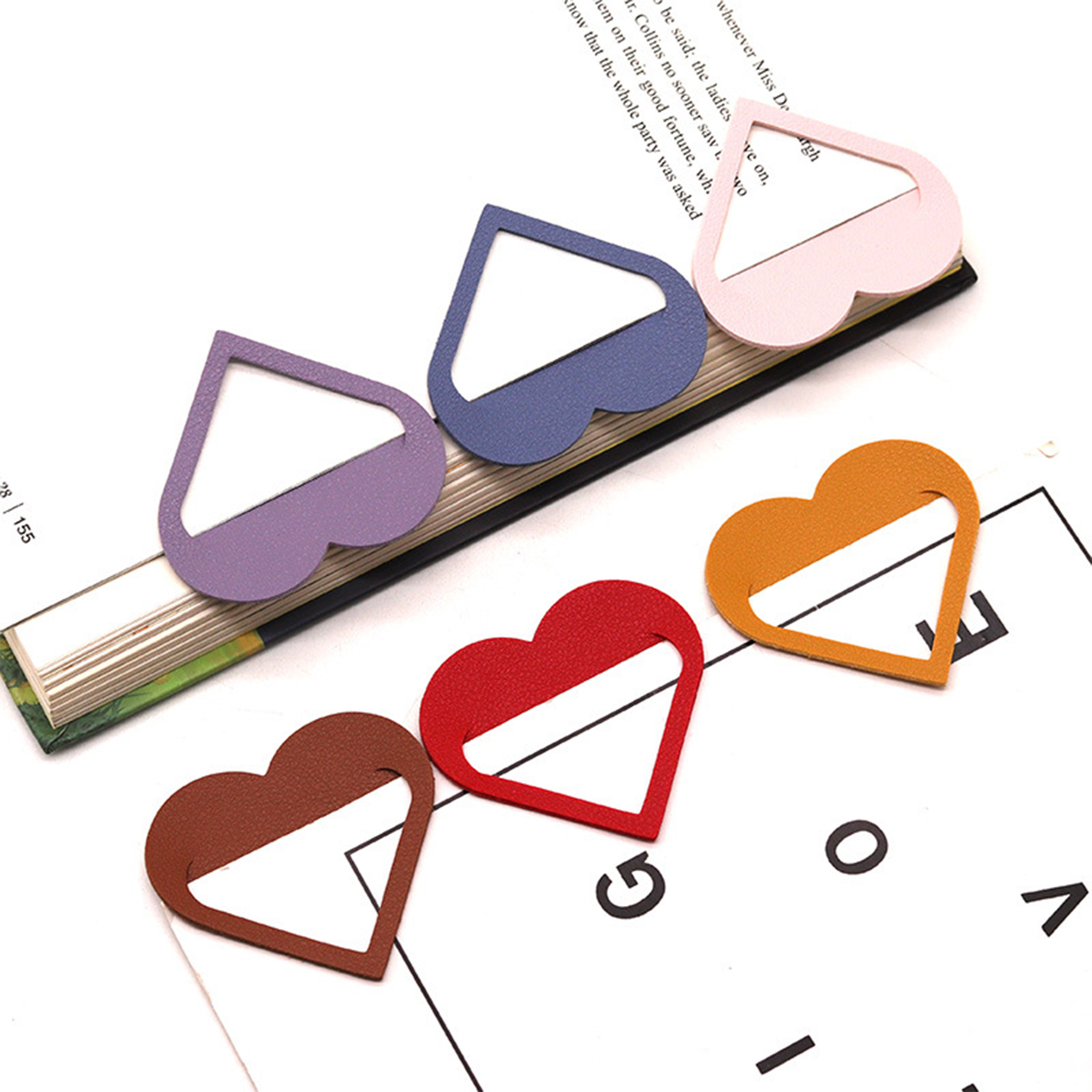 Heart-Shaped PU Leather Bookmark 5