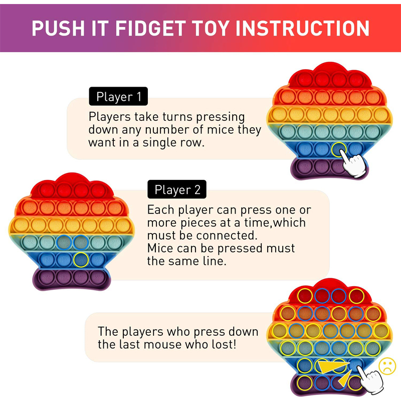 Rainbow Seashell Push Pop Bubble Sensory Fidget Toys 4