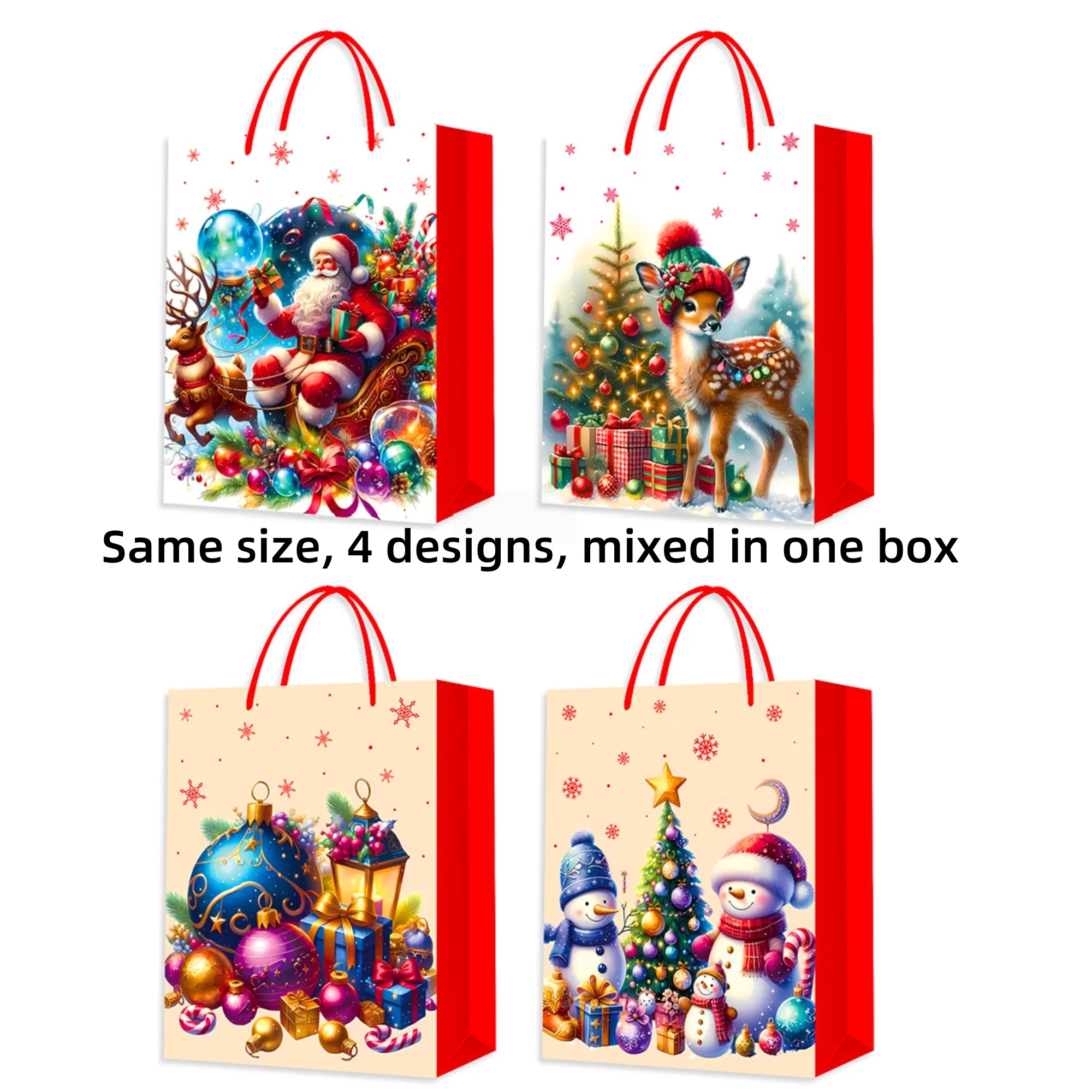 Christmas Gift Bag - Golden Floral Design For Holidays 3