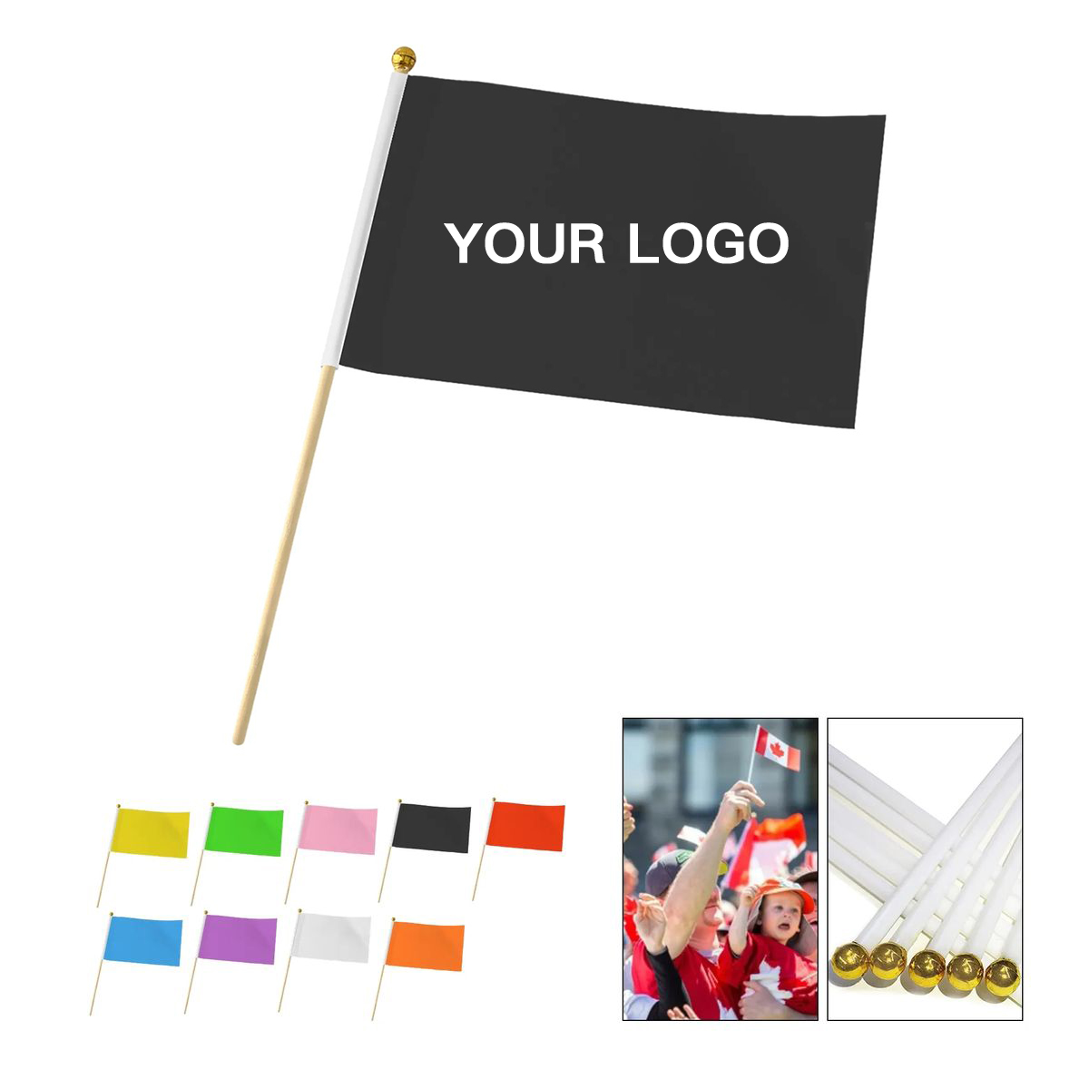Polyester Hand Flag with Plastic Stick for Events 6