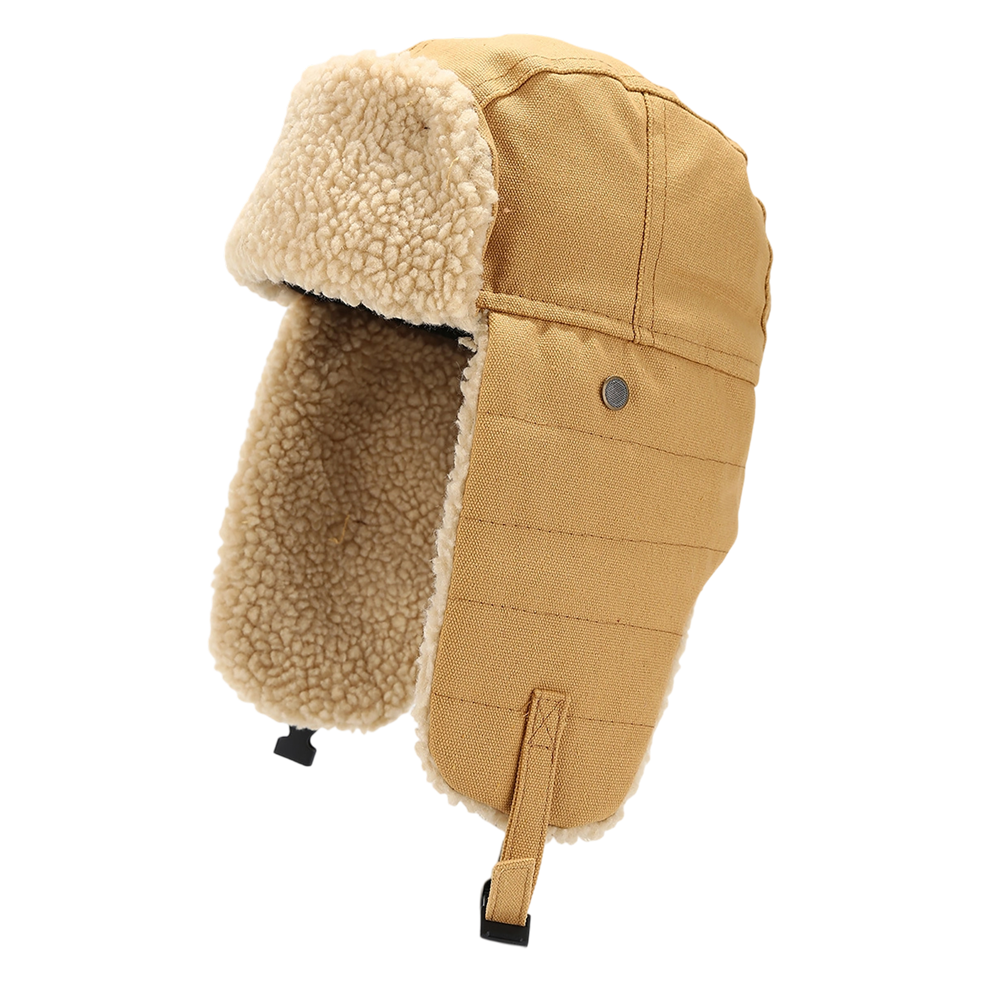 Canvas Trapper Hat With Faux Fur Liner 11.8" Length x 11" Width 1