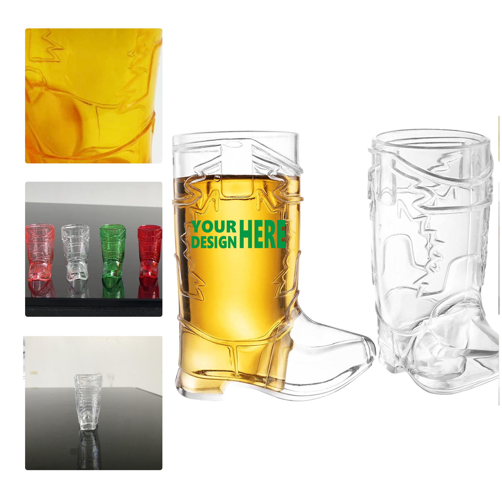 MOQ 50 1oz Mini Cowboy Boot Cocktail Shot Glasses 2