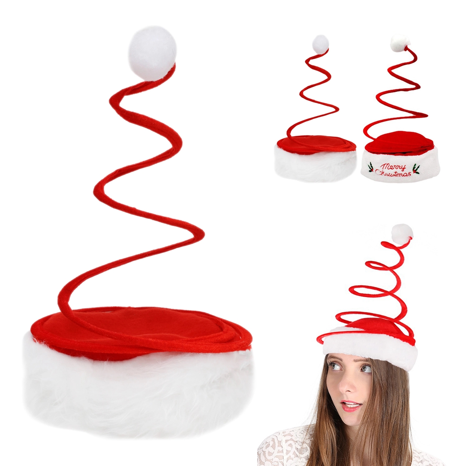 Coil Spring Santa Hat With Led Snowflakes 1