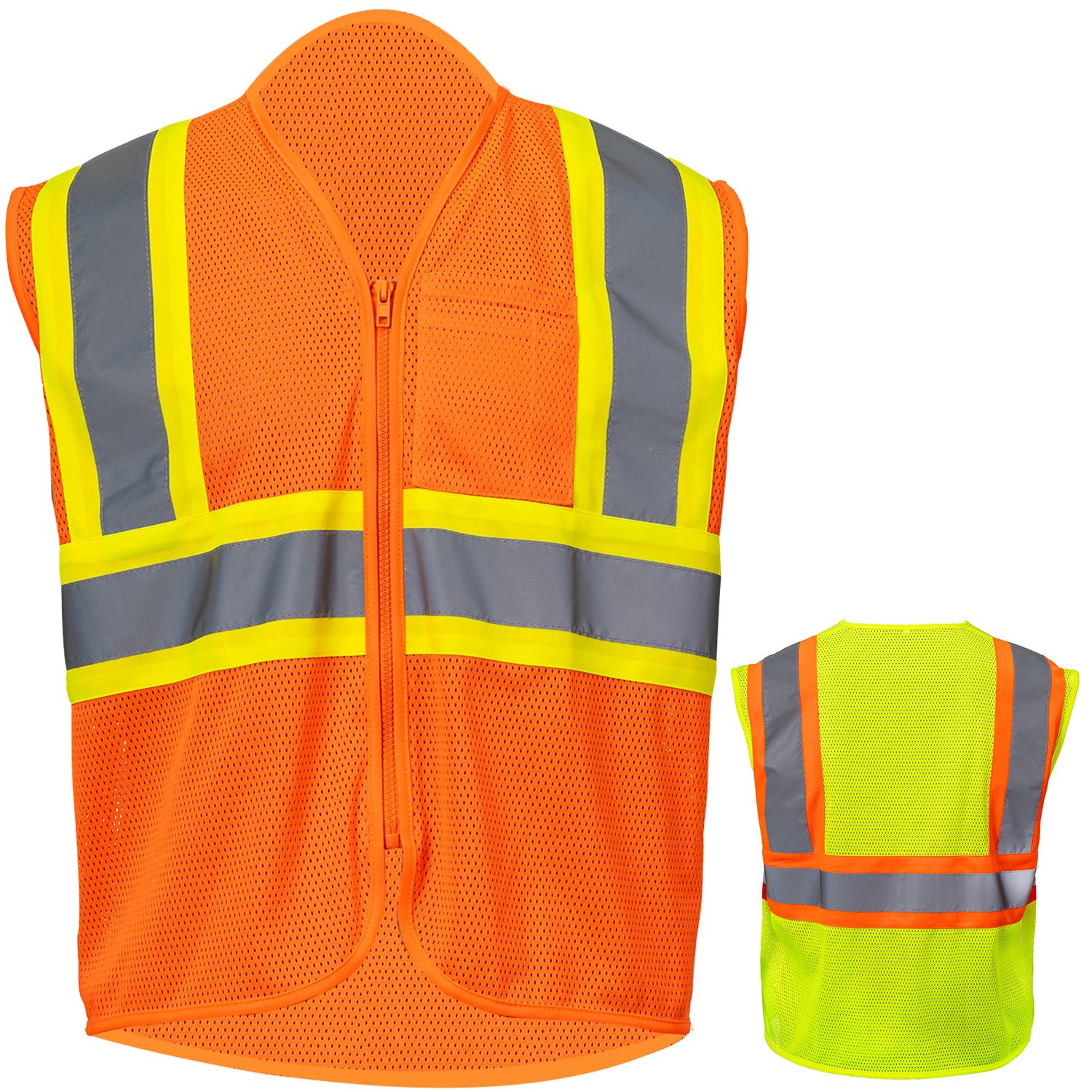 3.8 Oz. Polyester Class 2 Two Tone Reflective Tape Safety Vest With Pocket 1