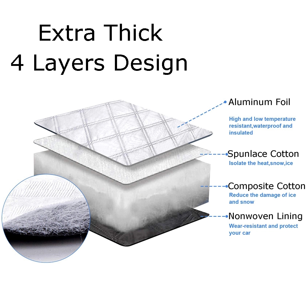 Extra Thick 4 Layers Auto Windshield Cover for Snow and Sun 6