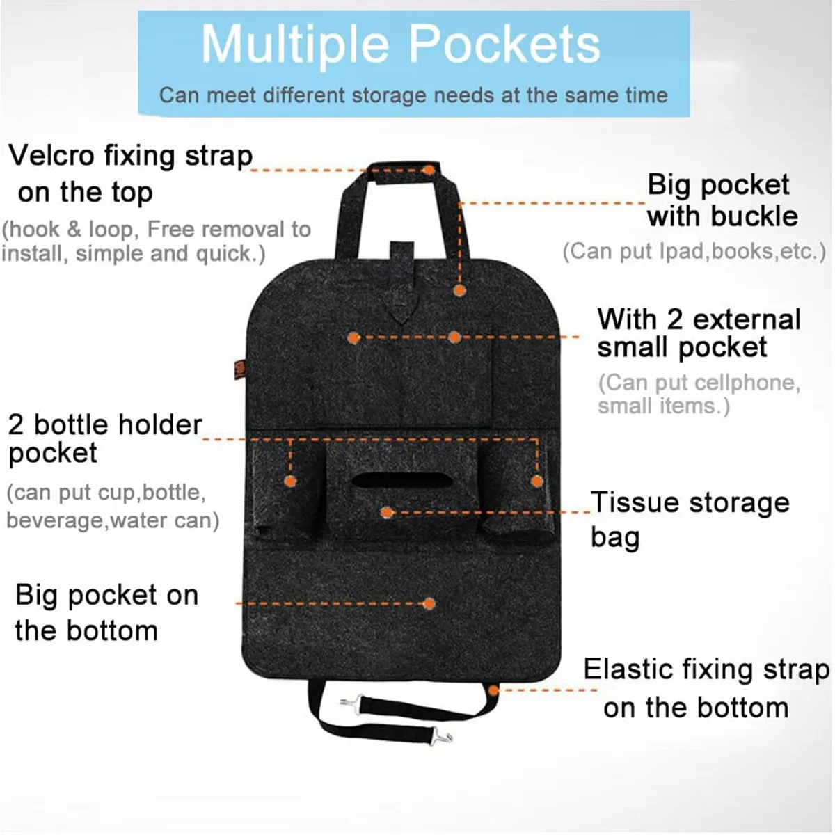 Hanging Car SeatBack Organizer With Shoulder Strap 5