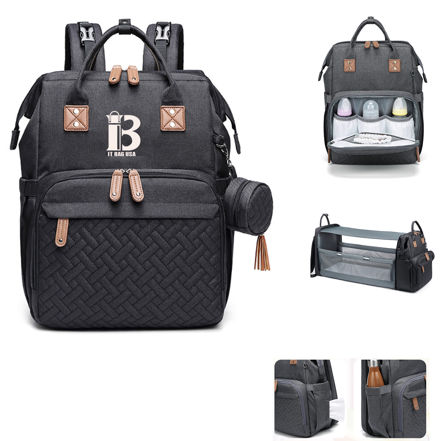 3 in 1 Diaper Bag Backpack with Bassinet Bed Mat Pad 7