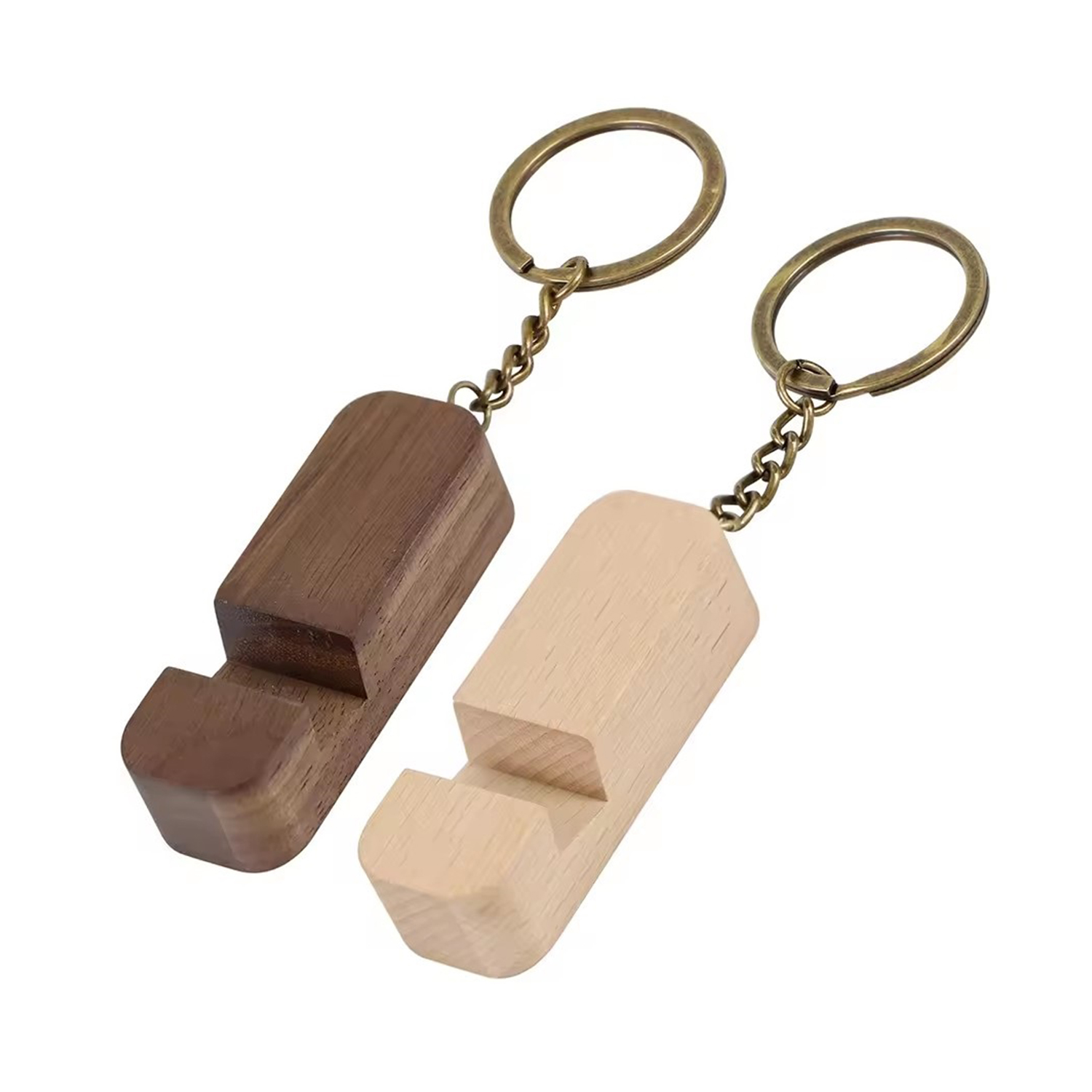 2-in-1 Wooden Phone Holder Keychain 4