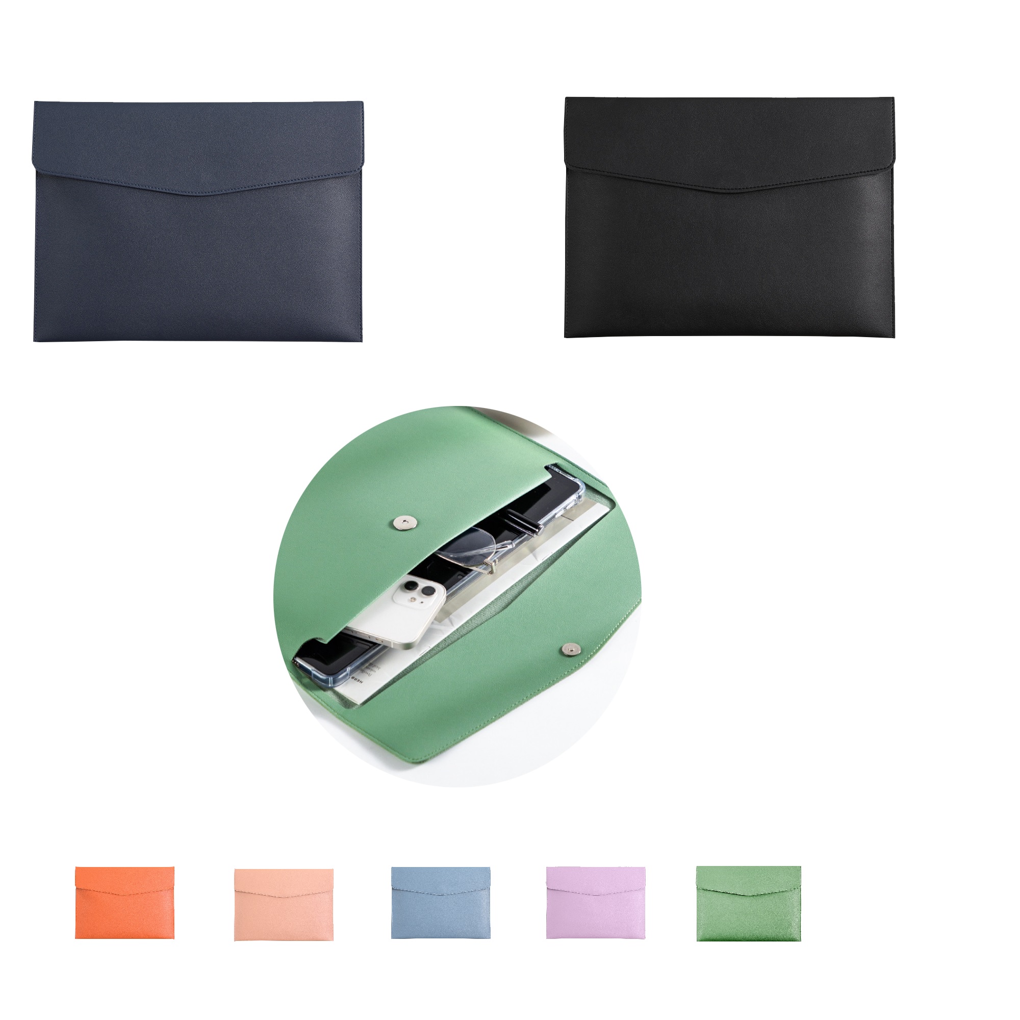 PU Leather A4 File Folder With Magnetic Button 2