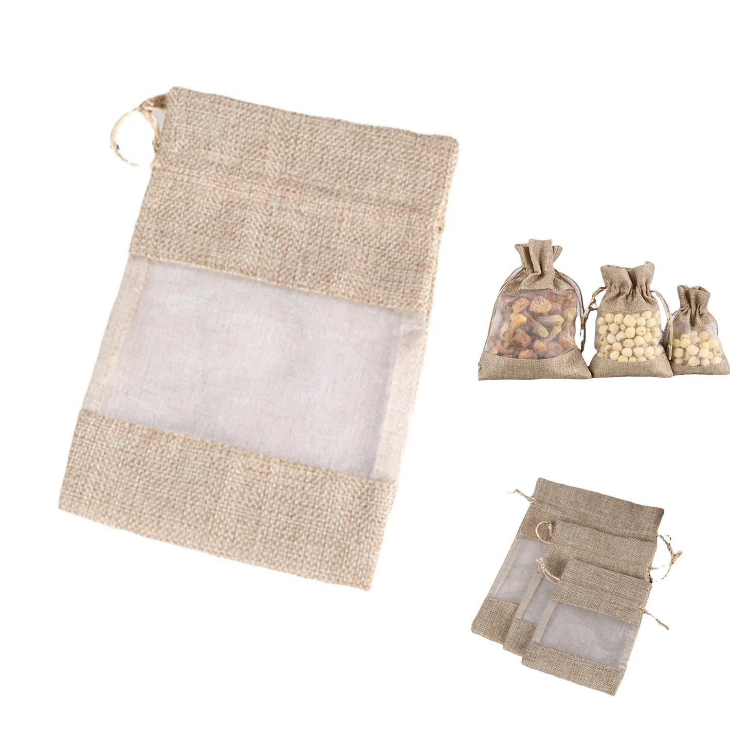 Burlap Drawstring Gift Bag 4