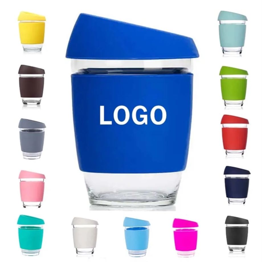 12oz High Borosilicate Glass Coffee Mug with Silicone Lid 2