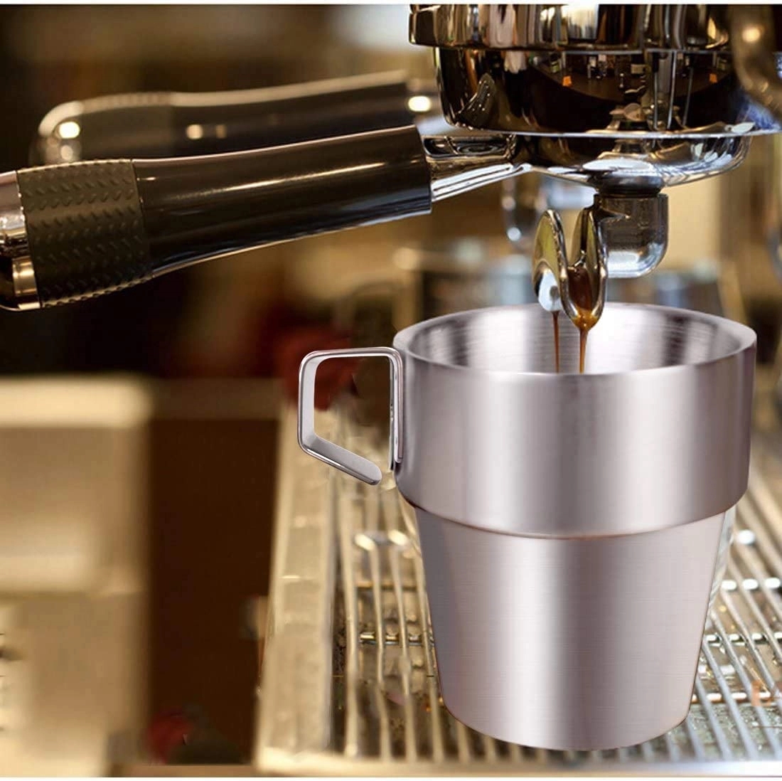 Set Of 4 Stackable Stainless Steel Coffee Cups Double-Layer 3