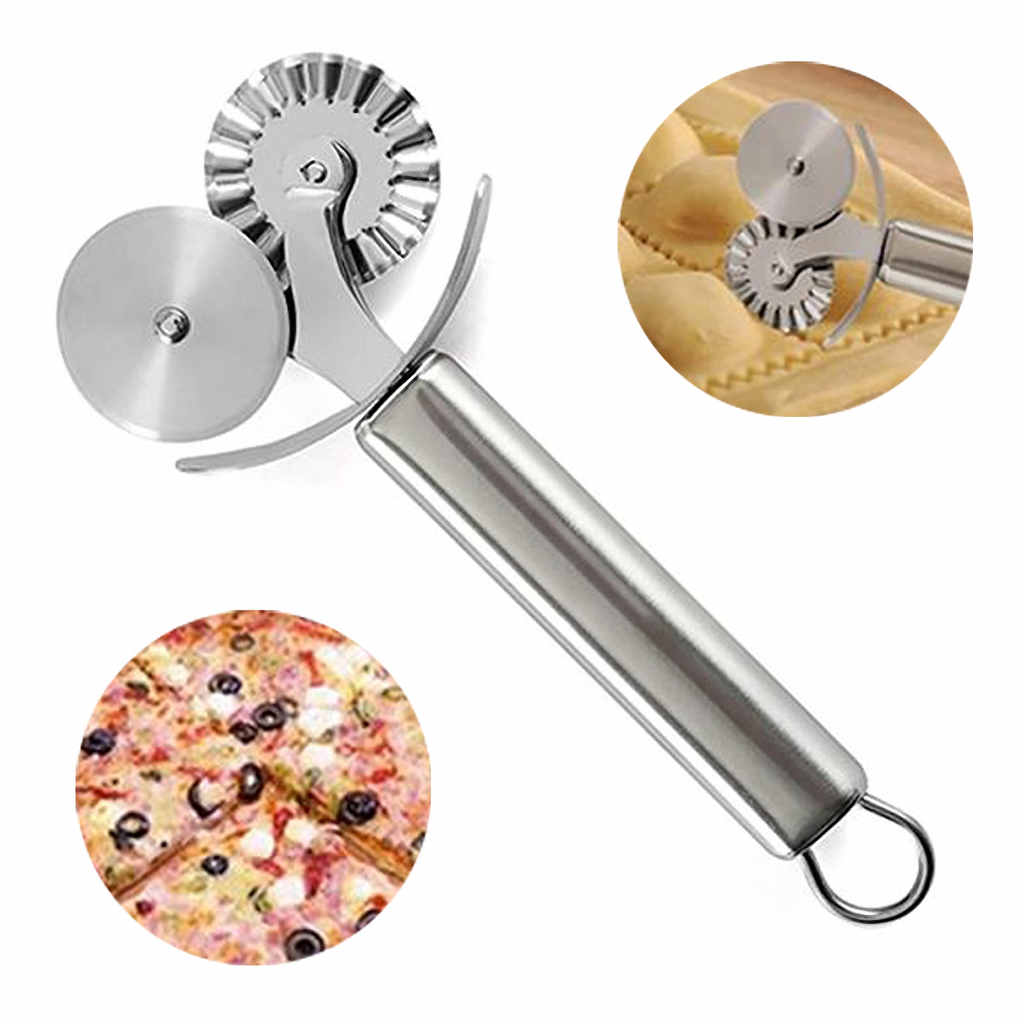 Dual Blade Stainless Steel Pizza Cutter 2