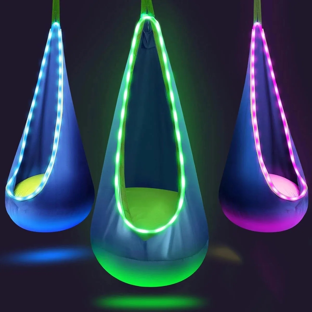 Hanging LED Sensory Light Up Kids Pod Swing Seat Hammock 6