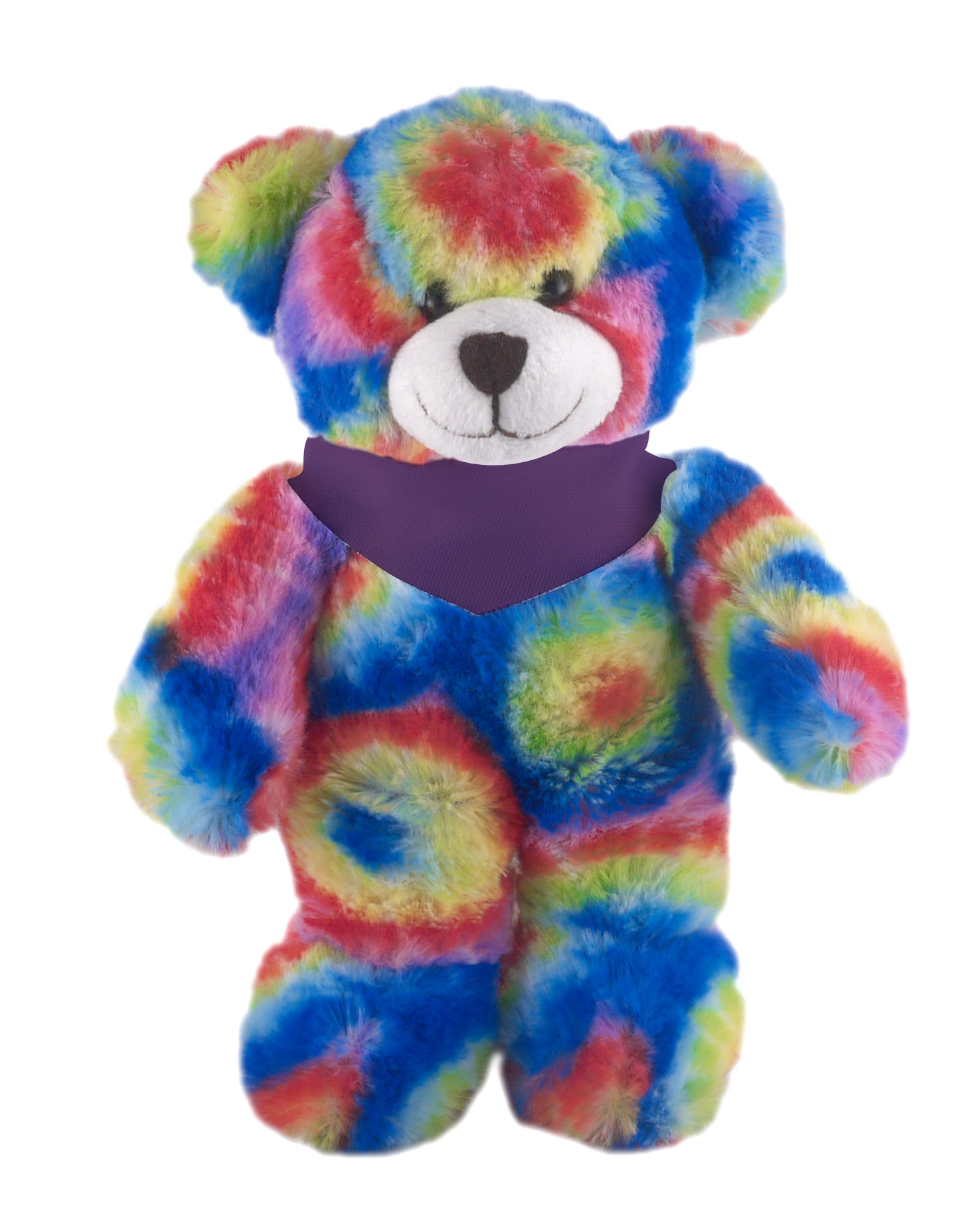 Soft Plush Stuffed Tie Dye Bear with Bandana