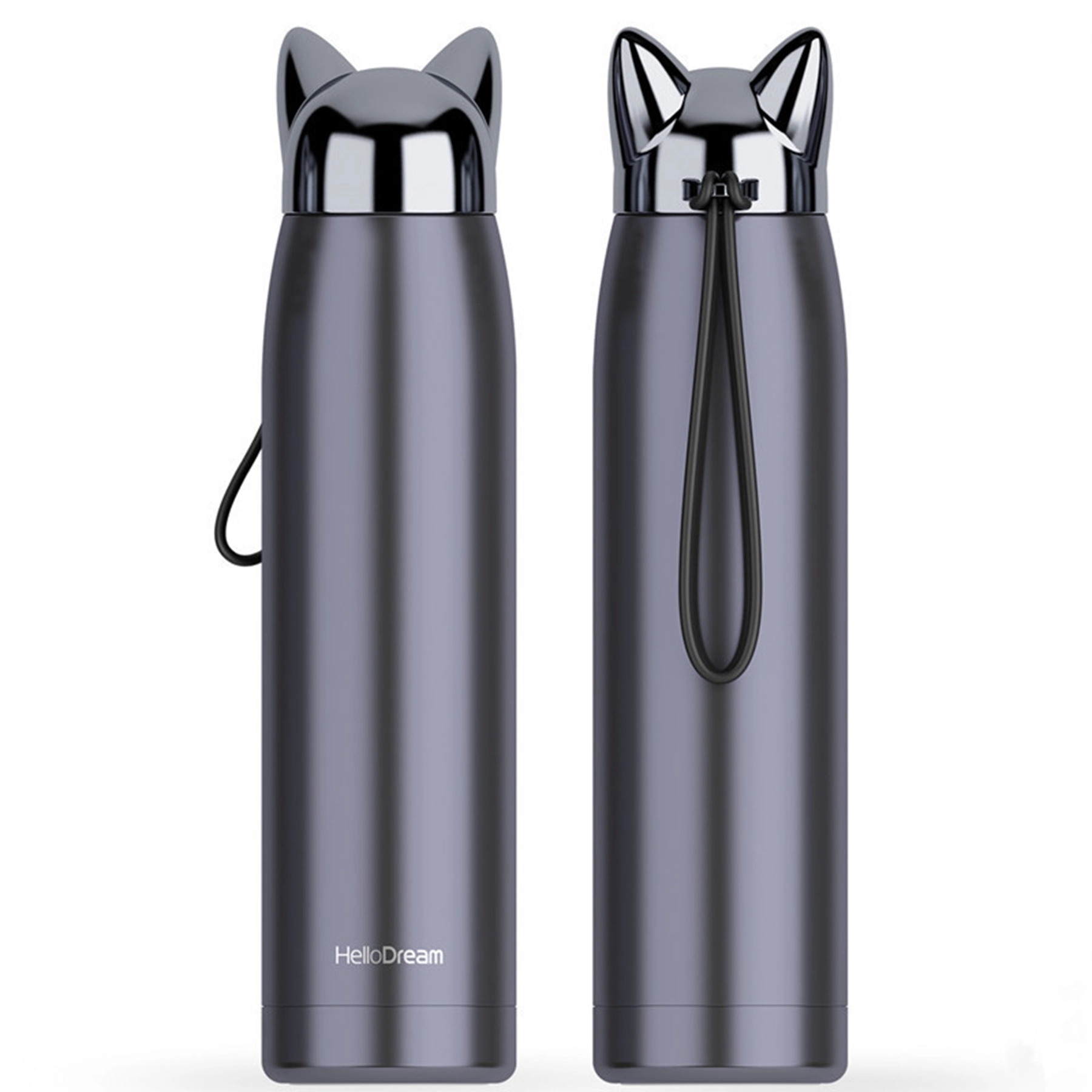11 OZ. Stainless Steel Fox Shape Vacuum Bottle with Strap 2