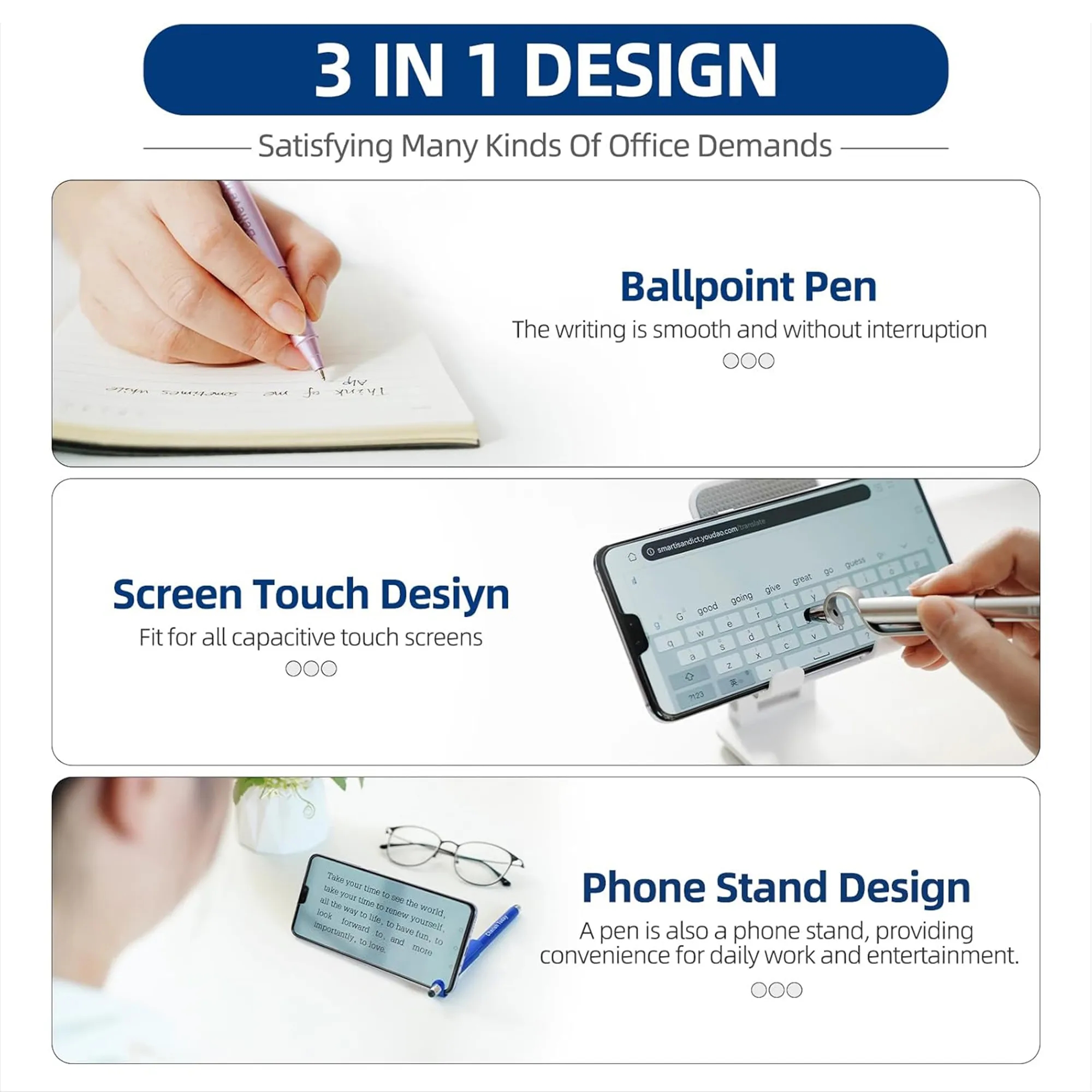Multifunction Mobile Phone Stand Touch Screen Pen 6