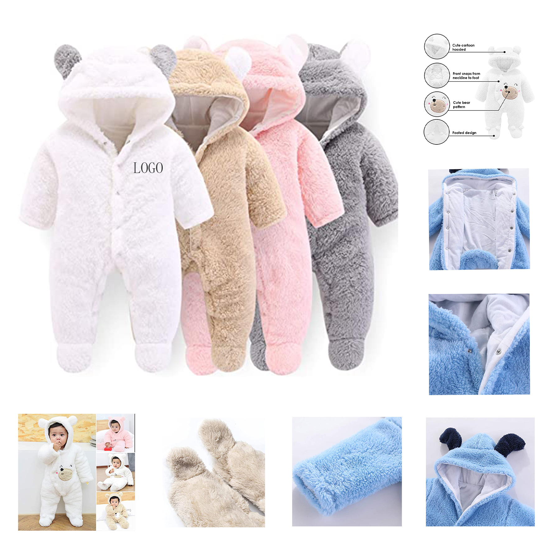 Baby Hooded Romper Jumpsuit 2
