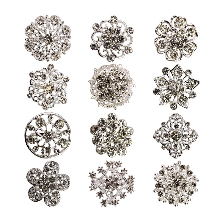 Silver crystal Wedding brooch bouquet set(12pcs) 2