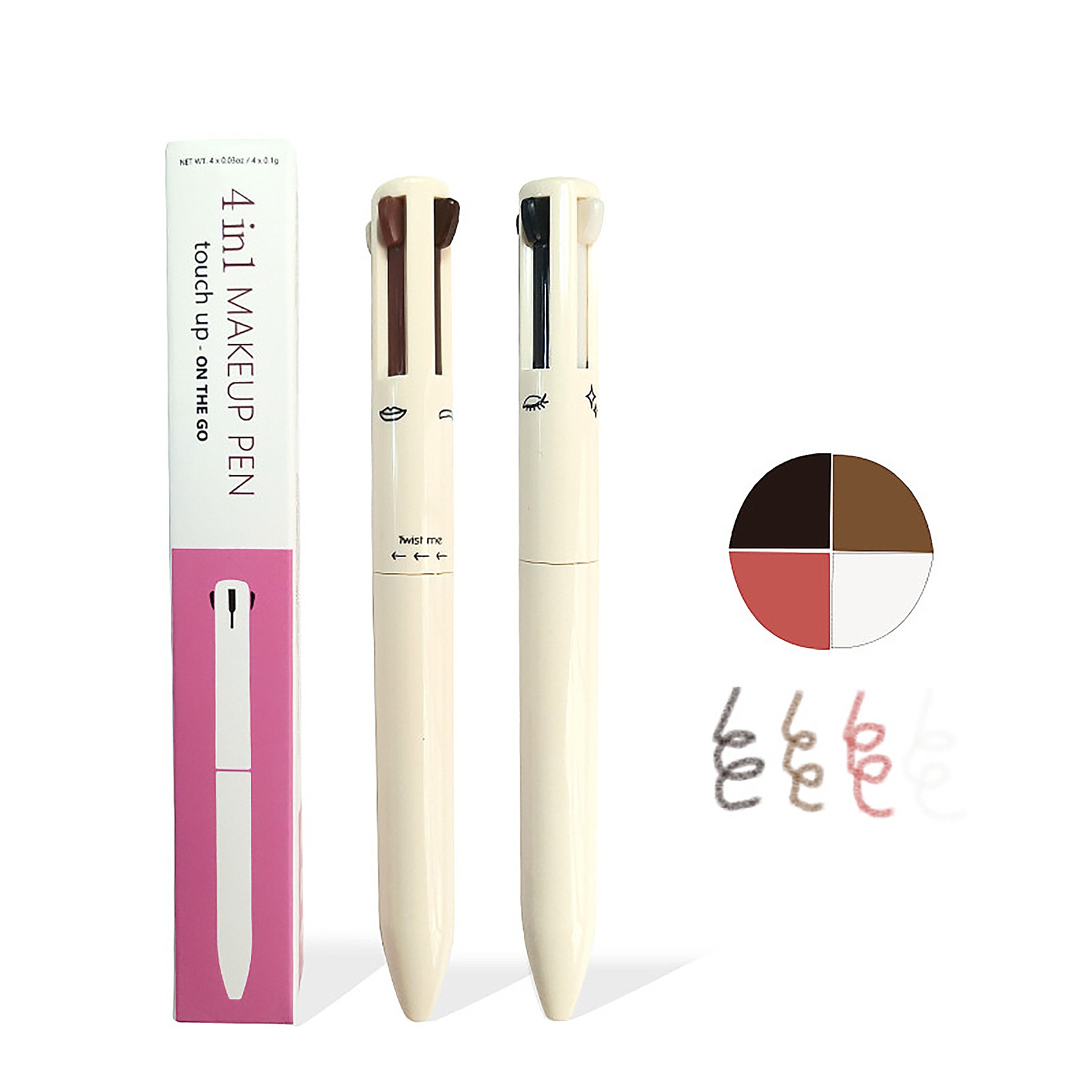 Highlighter Lip Liner Eyeliner Eyebrow 4 In 1 Makeup Pen 2
