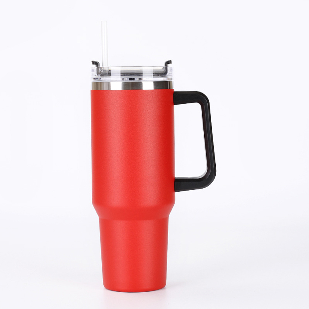 30OZ Double Walls Stainless Steel Auto Tumbler With Straw And Handle 9