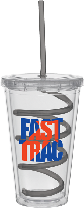 Carnival Cups-Color Curly Straw, Clear Lid 8