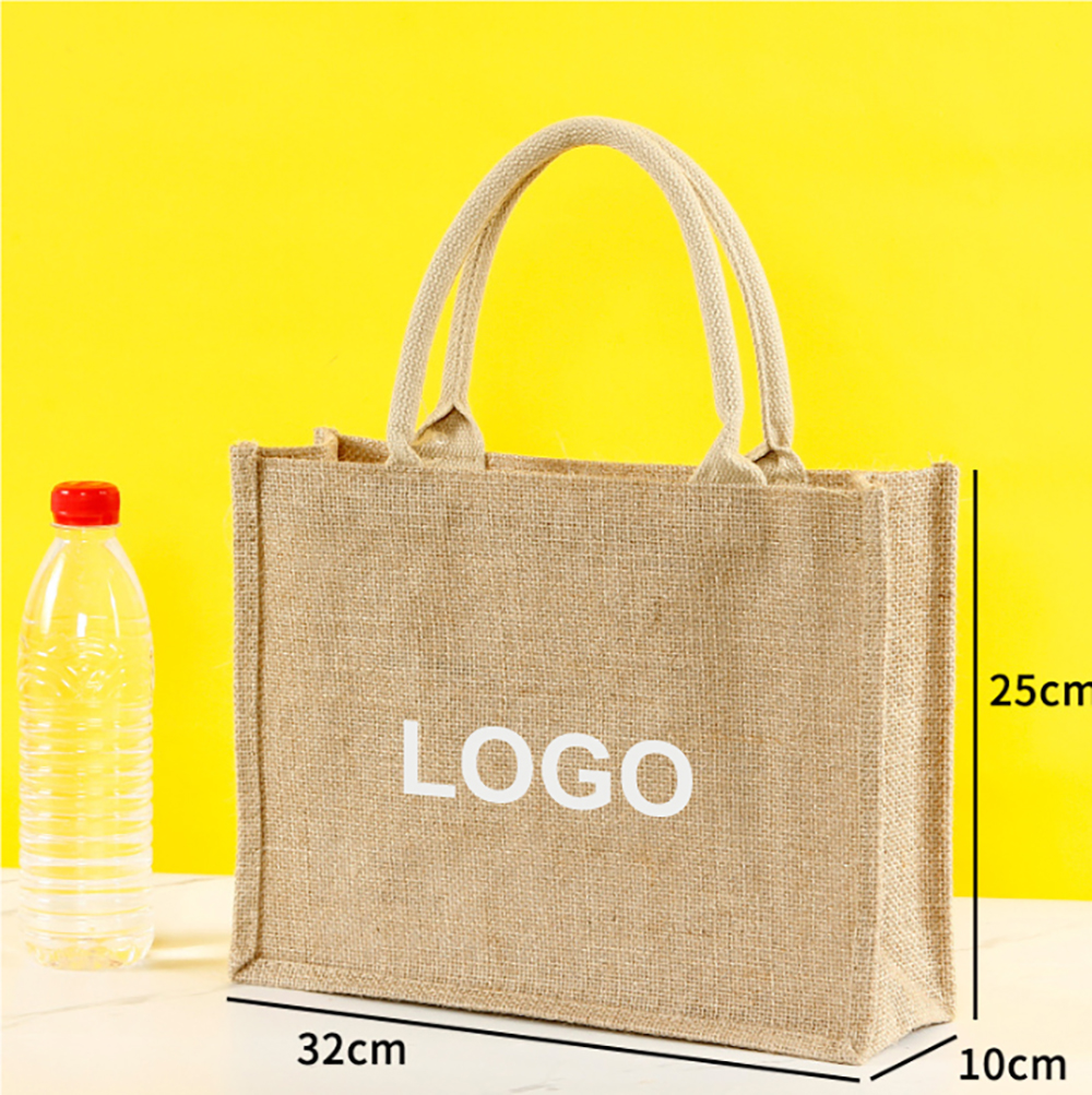 Reusable Jute Tote Bag 12.5" x 9.8" x 3.9" 1