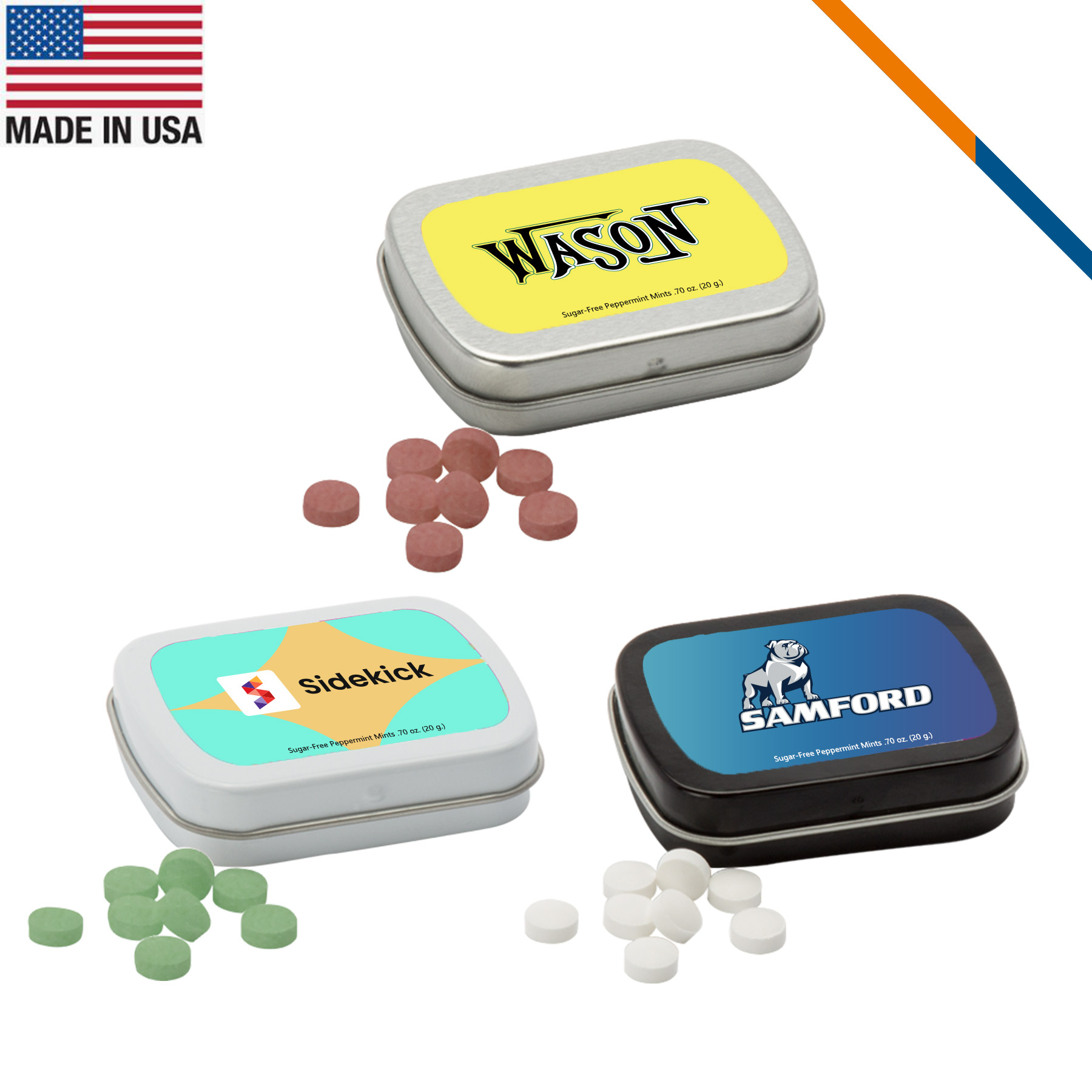 Kael Small Rectangular Hinged Tin Sugar Free Mints 3